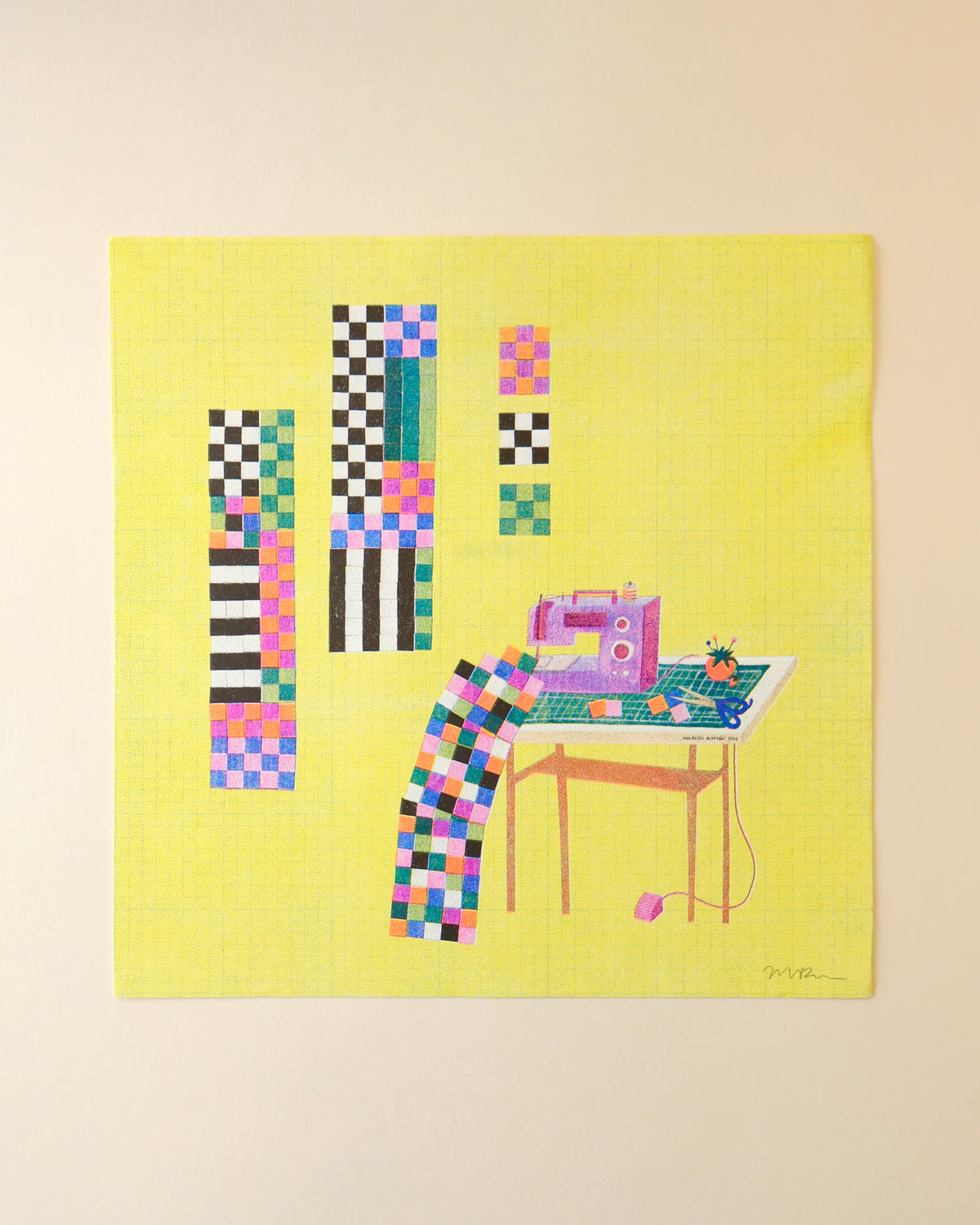 Paper Cut Sewing Table 8 x 8 print from Marcos Román