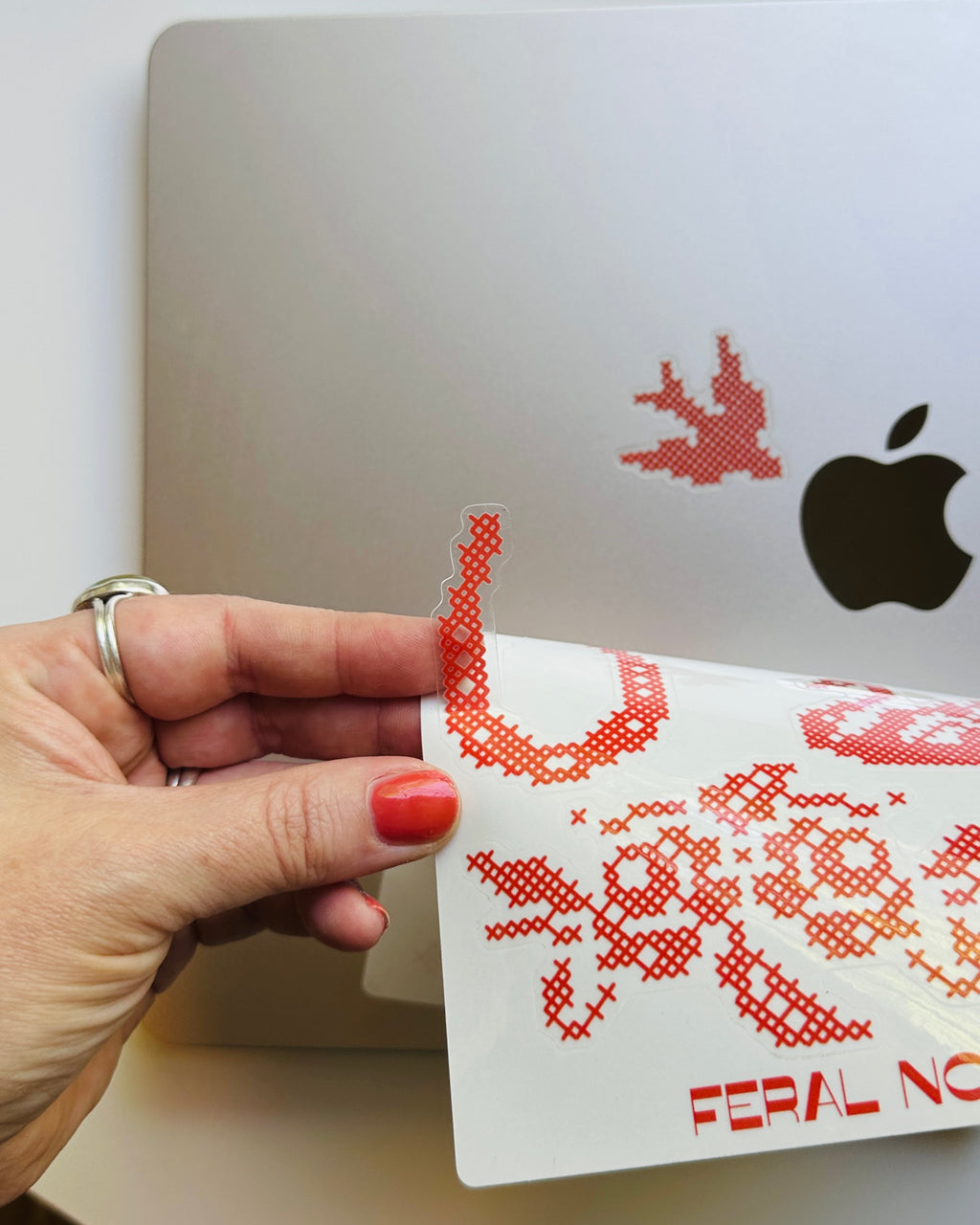 Cross stitch sticker sheet - clear vinyl!