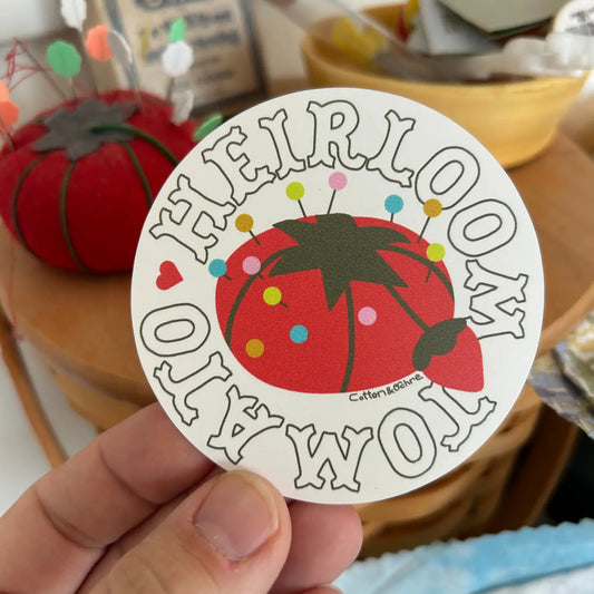 Heirloom tomato pincushion sticker