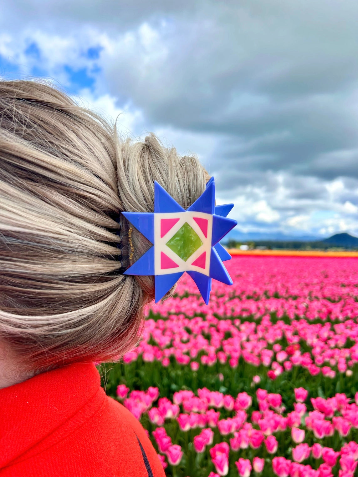 Quilt block hair claw