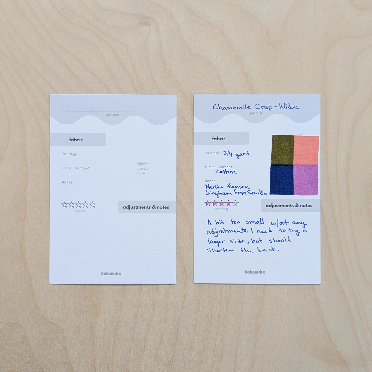 Sewing Pattern Note Cards - Pack of 10
