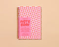 Red quilt block letterpress A5 notebook, And Here We Are