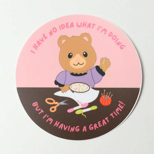 Great time embroidery bear sticker