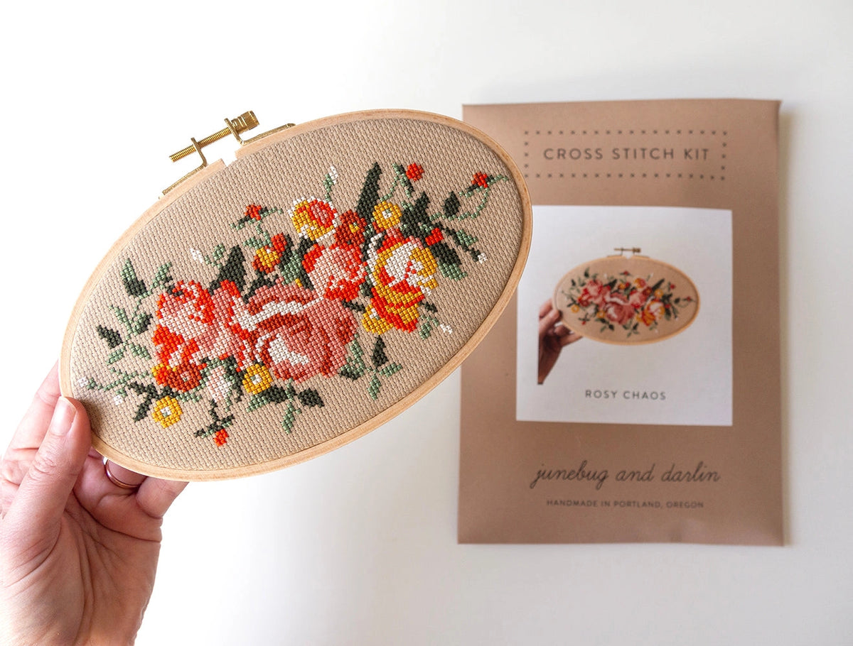 Rosy chaos cross stitch kit