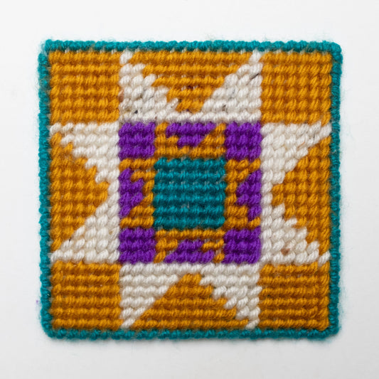 Quilt Block needlepoint kit - secondhand materials!
