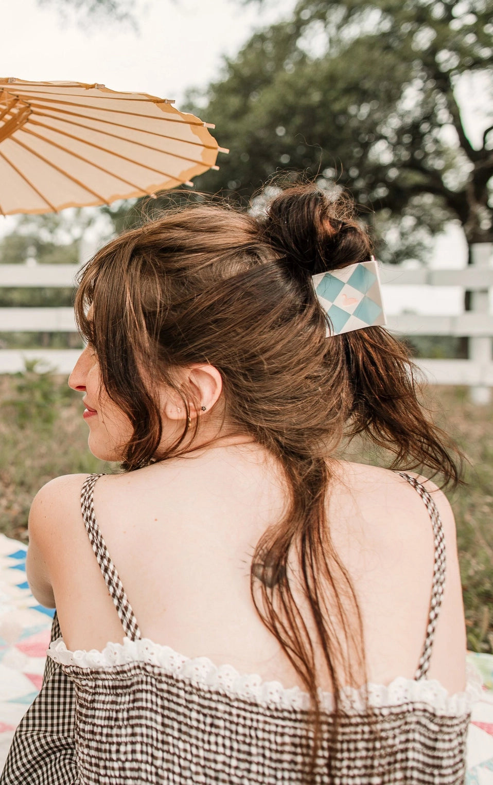 Swan Patchwork Hair Claw XL