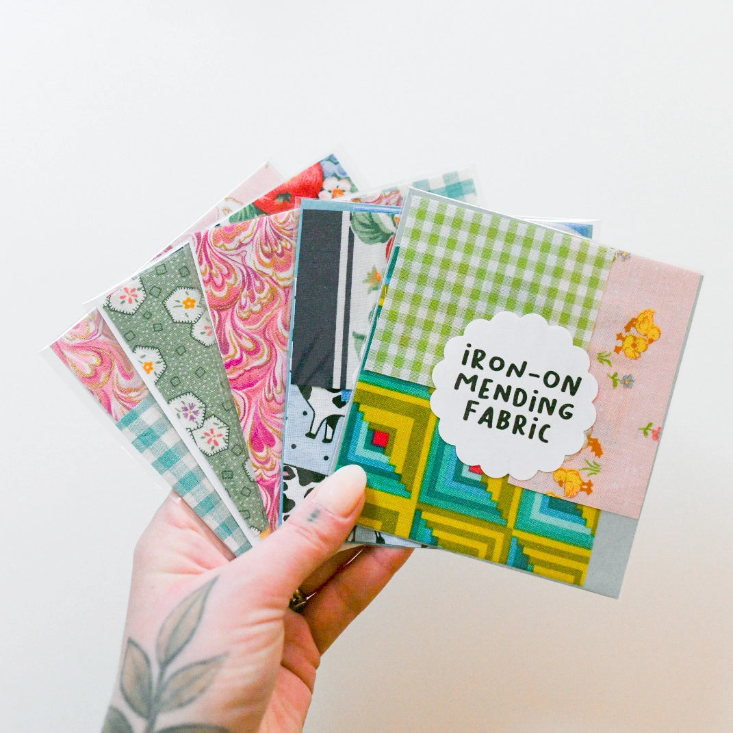 Iron-on mending patch pack - secondhand materials!
