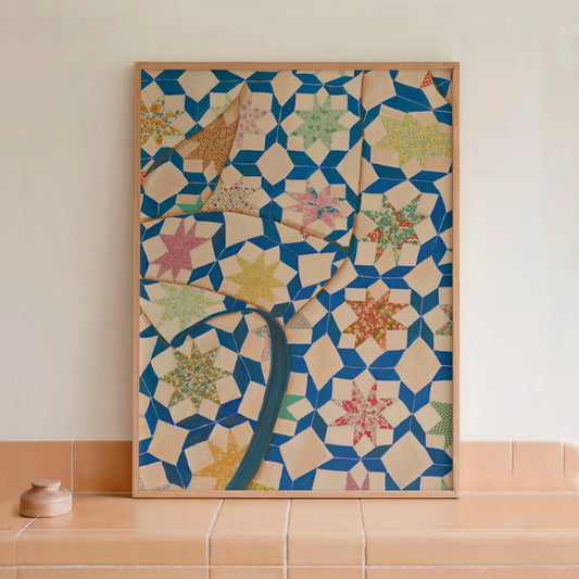 Blue with stars 8 x 10 Quilt Print - Laurenspired