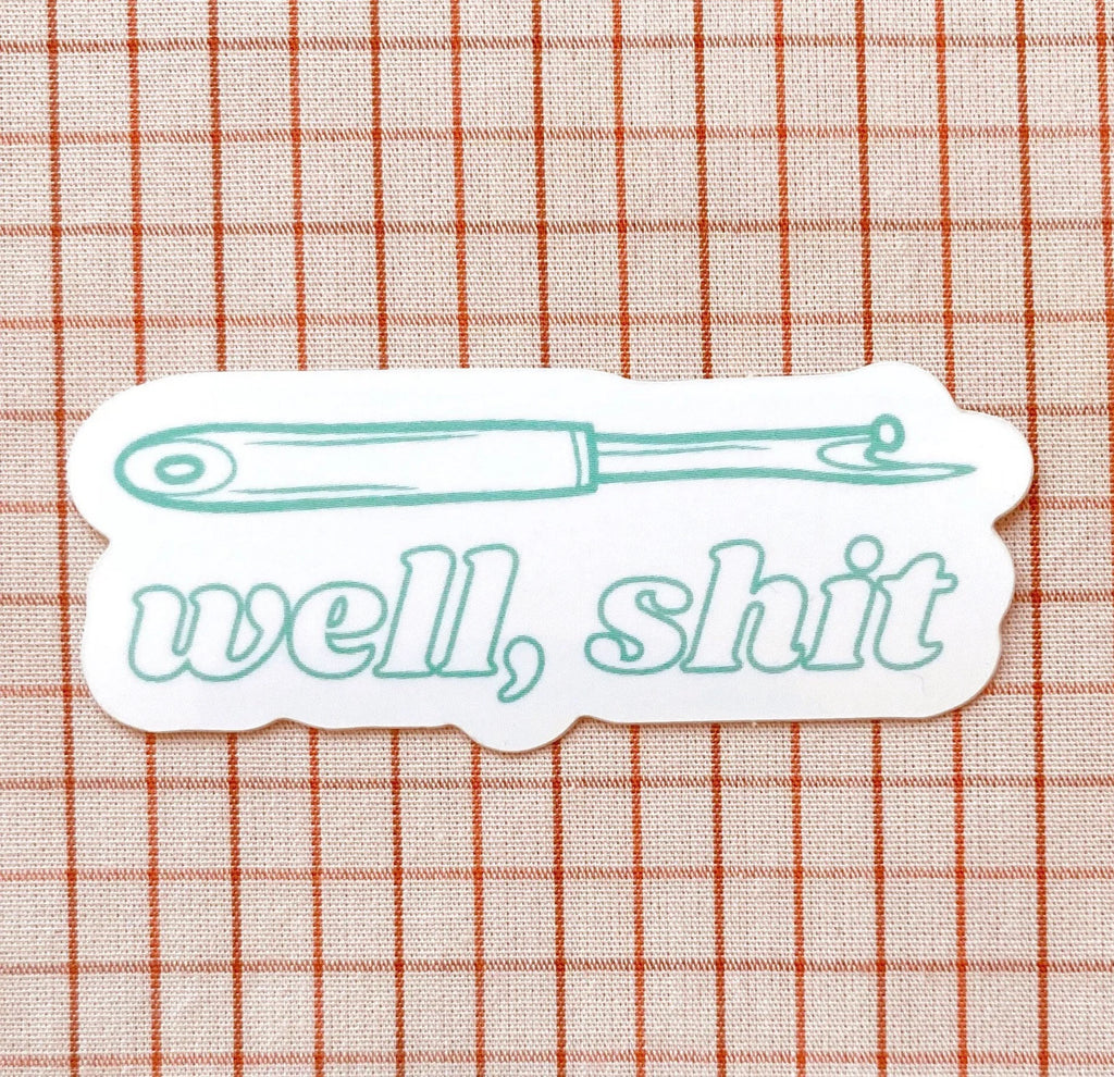 well, shit seam ripper sticker turquoise